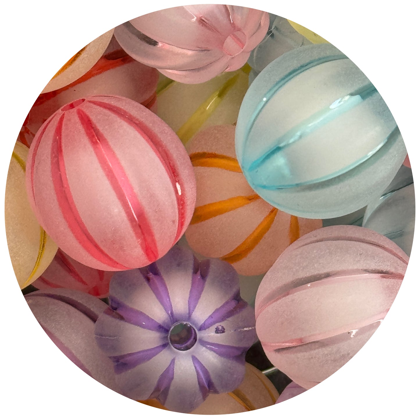 Frosted Striped Pumpkin Bead 20mm