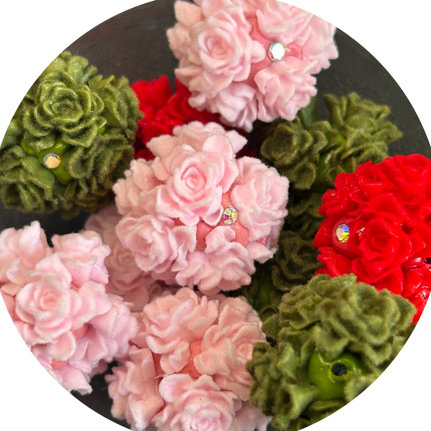 Flocked Flower Beads