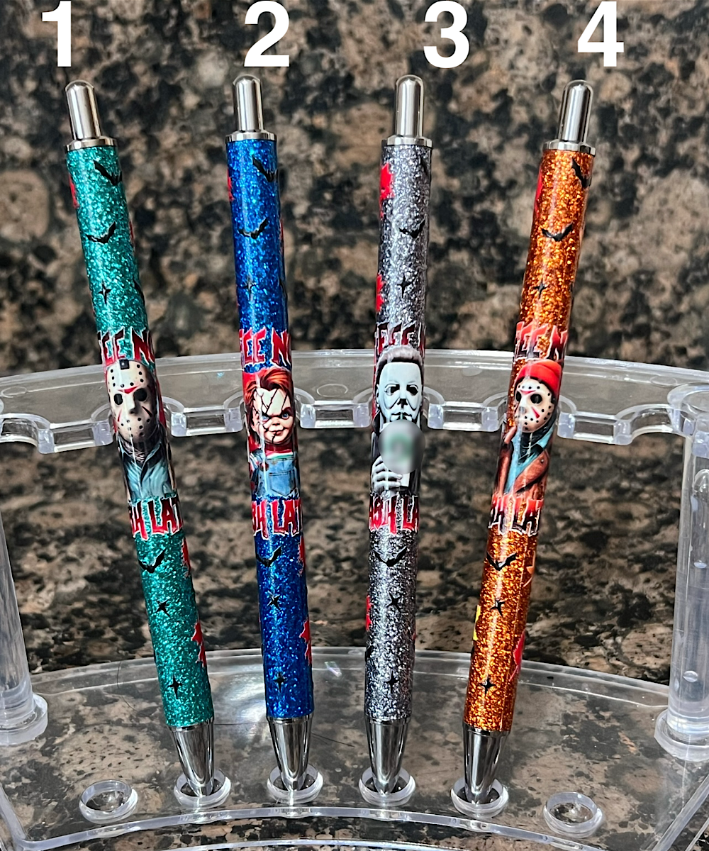 UV DTF Spooky Horror Coffee Now Slash Later Pens