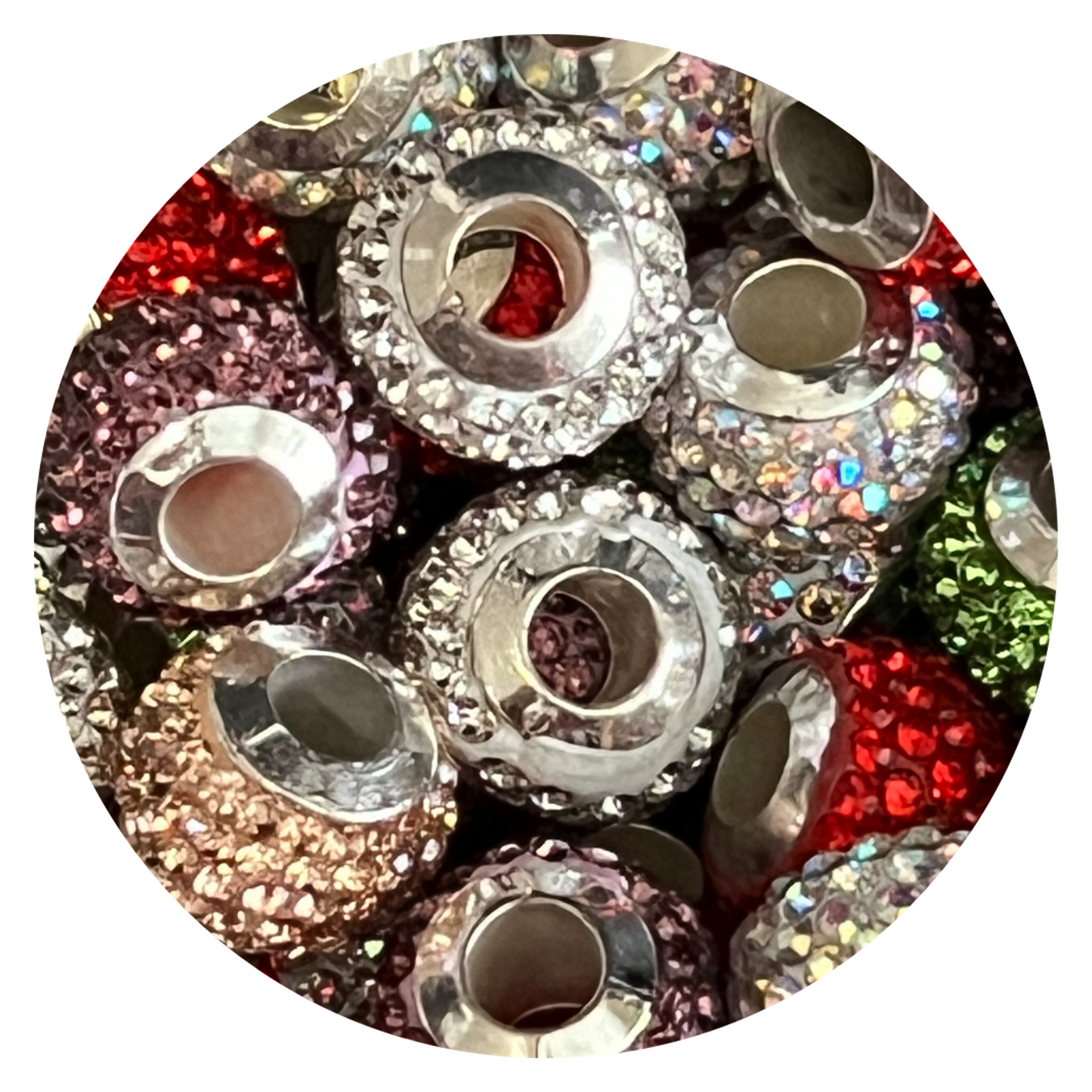 Clay Rhinestone Spacers with Large Hole 12mm