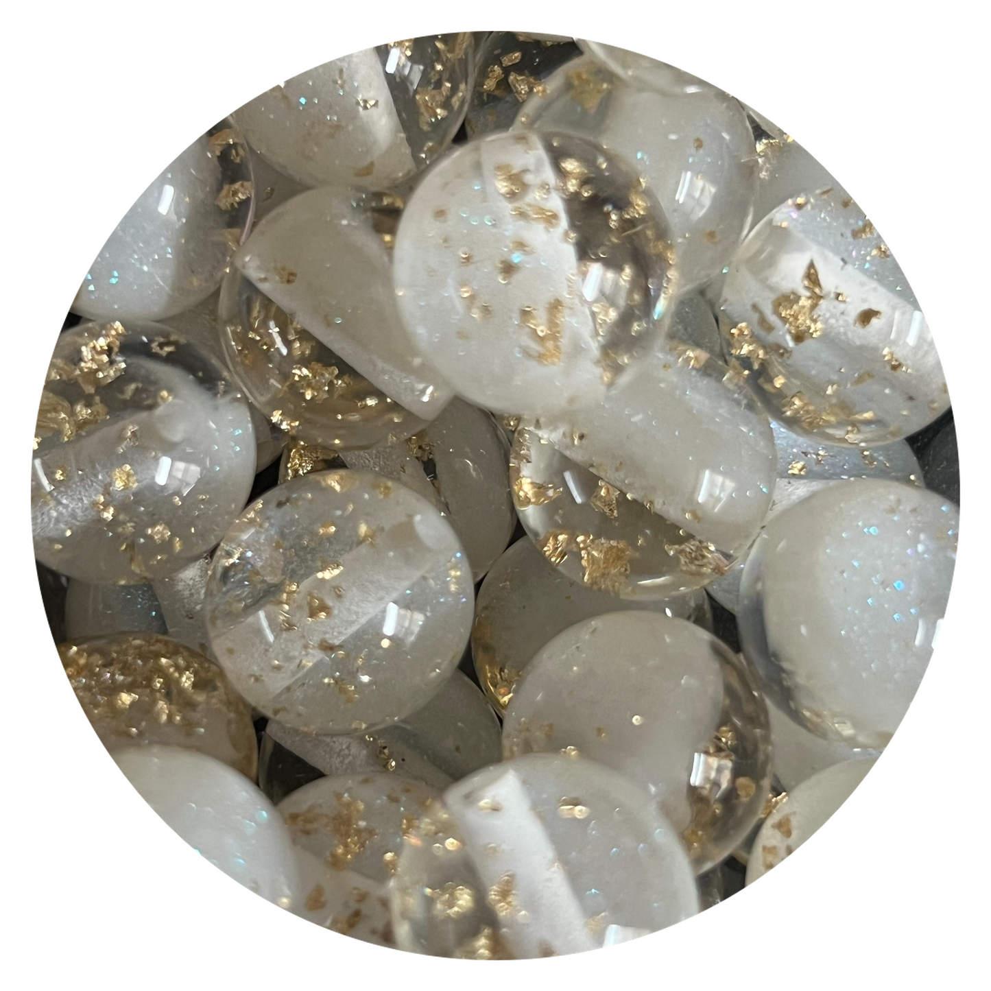 White Glitter/Gold Foil Beads