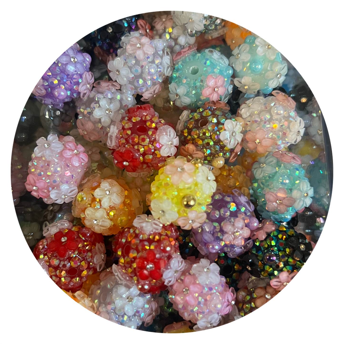 Rhinestone Flower Beads Mix