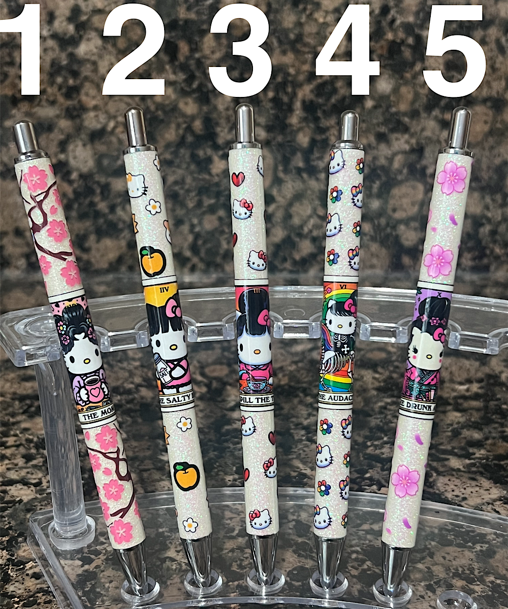 UV DTF White Cat Tarot Cards Glitter Pens