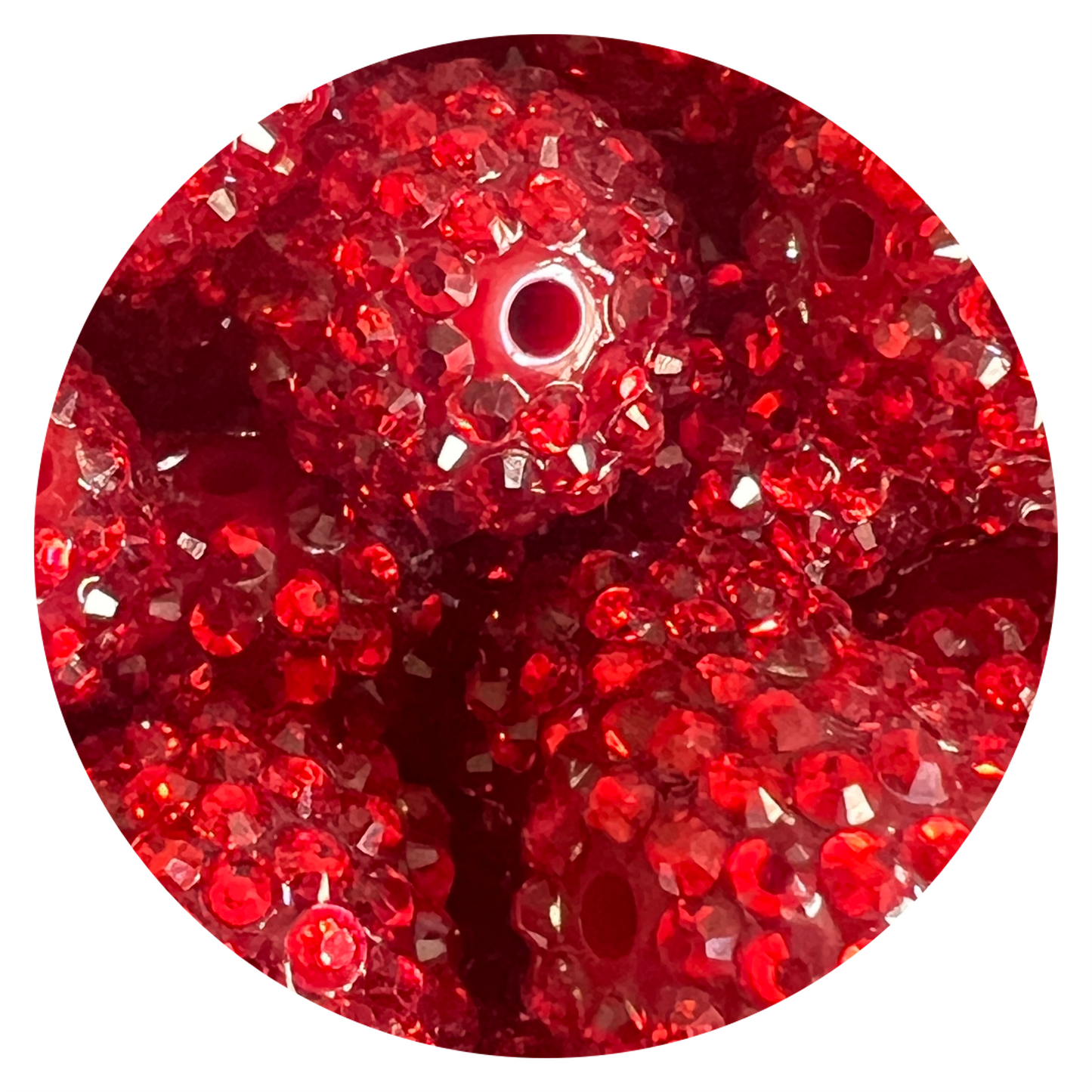 20mm Red Rhinestone Bead