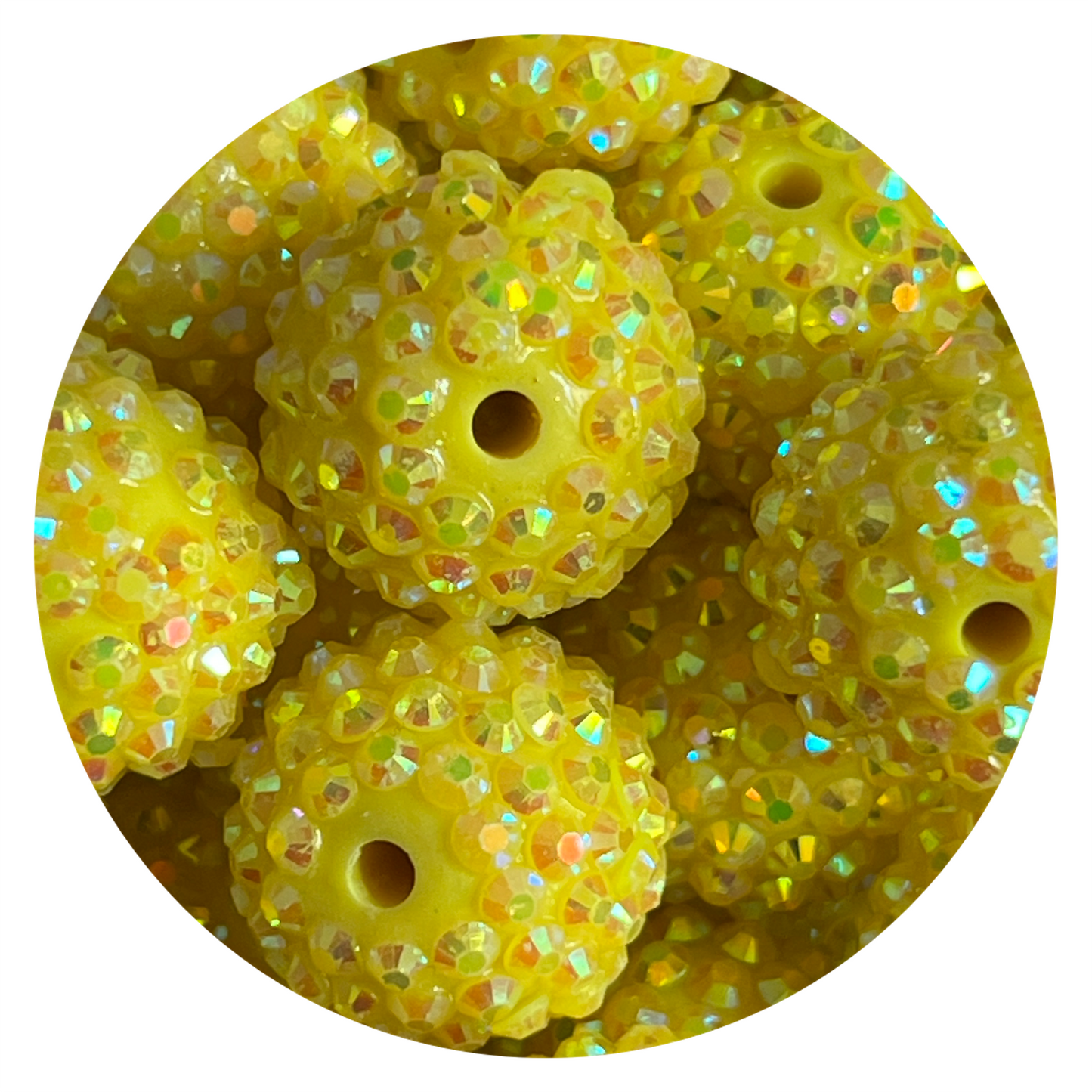 20mm Yellow Rhinestone Beads