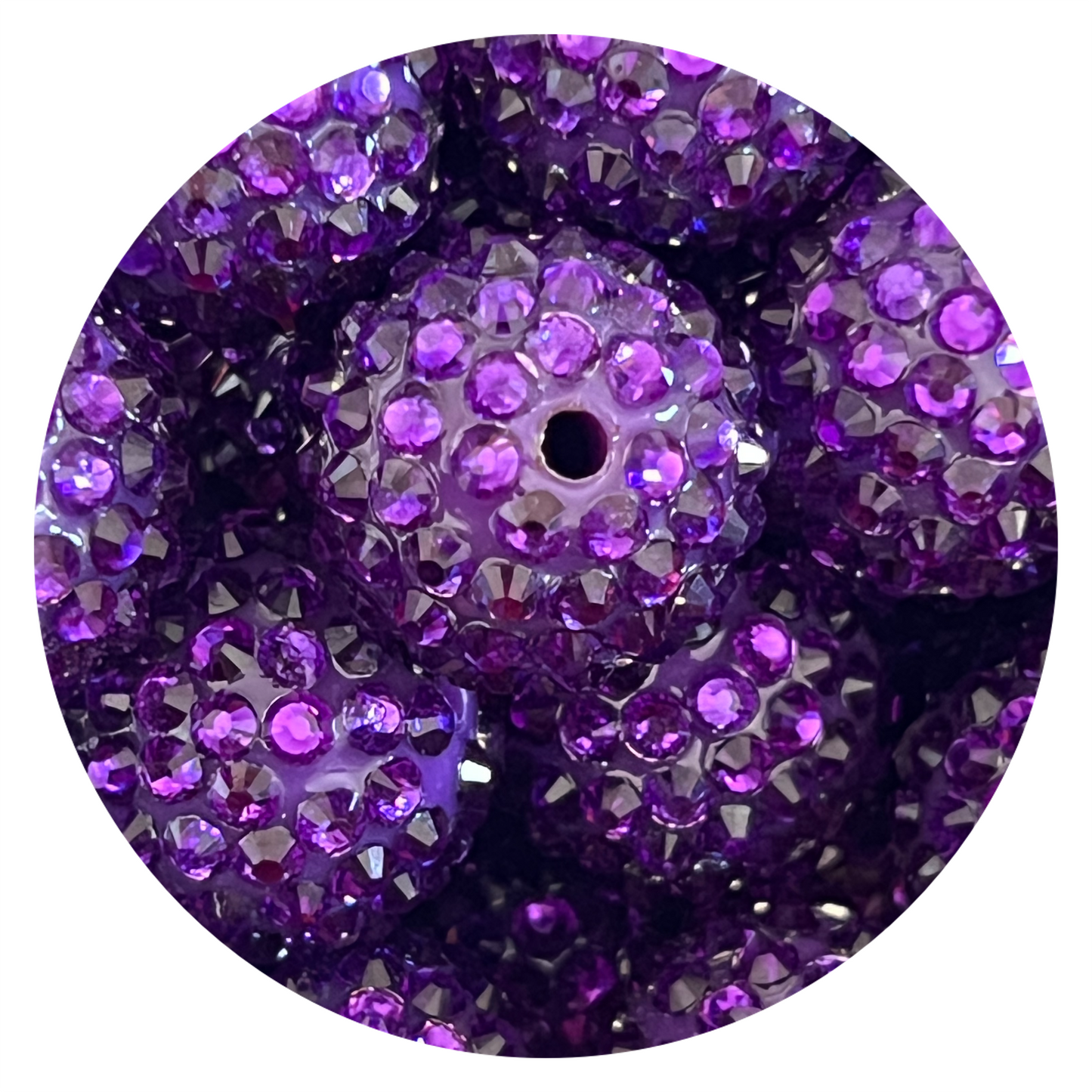 20mm Purple Rhinestone Beads