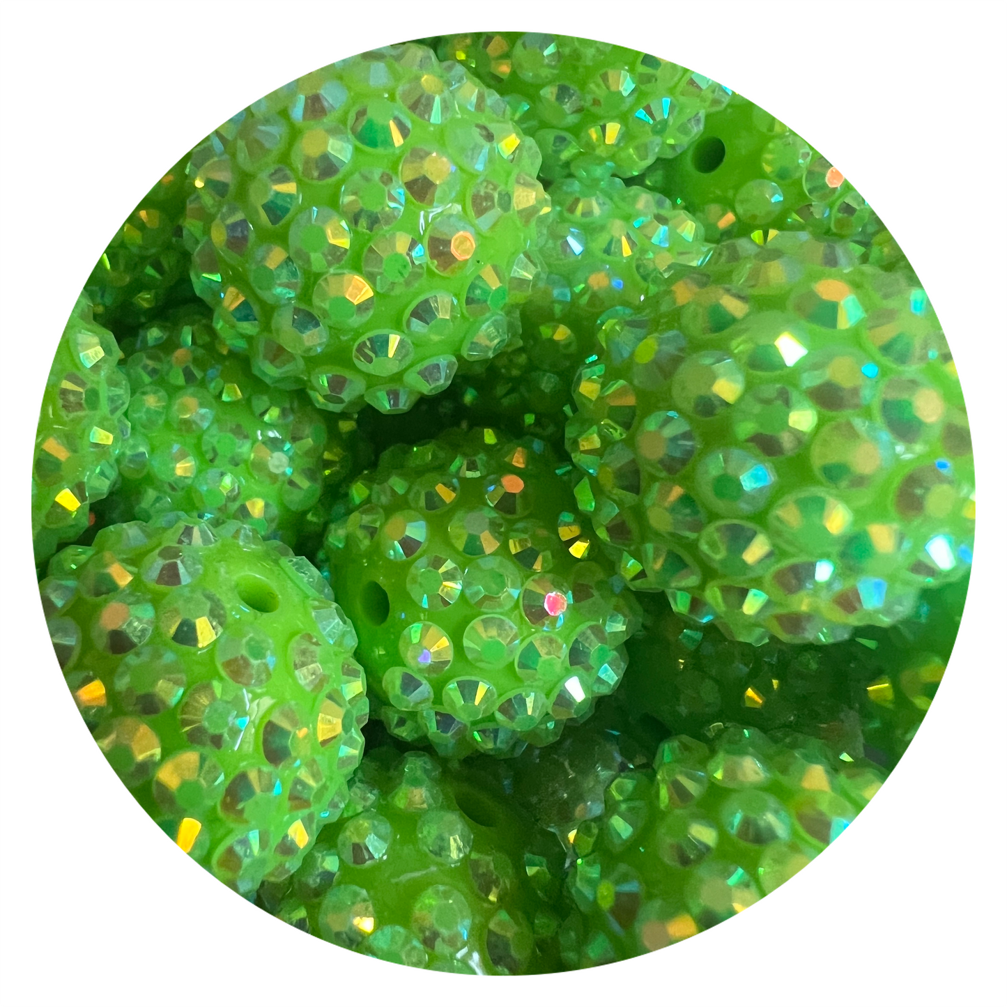 20mm Green Rhinestone Bead