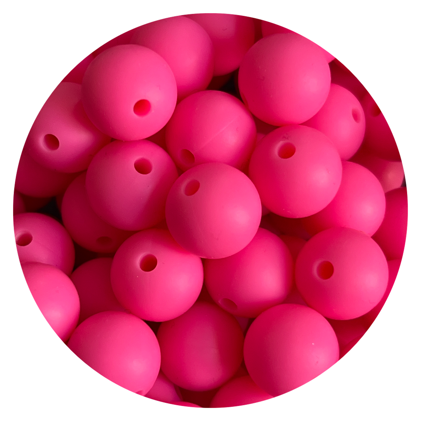 12mm Bright Pink Silicone Beads