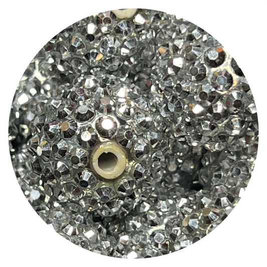 20mm Silver Rhinestone Beads